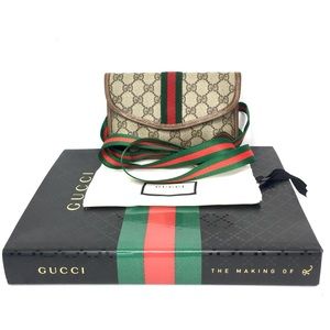 Authentic Gucci brown monogram pouch/ crossbody